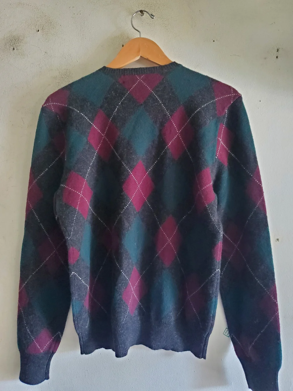 Polo by Ralph Lauren Men’s Teal & Burgundy Argyle Sweater Size Medium